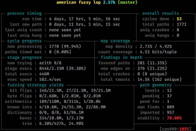 AFL Currently fuzzing for De-serialization bugs in PHP-7.12