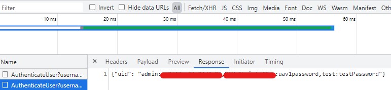 SQL Injection Response, Network Tab